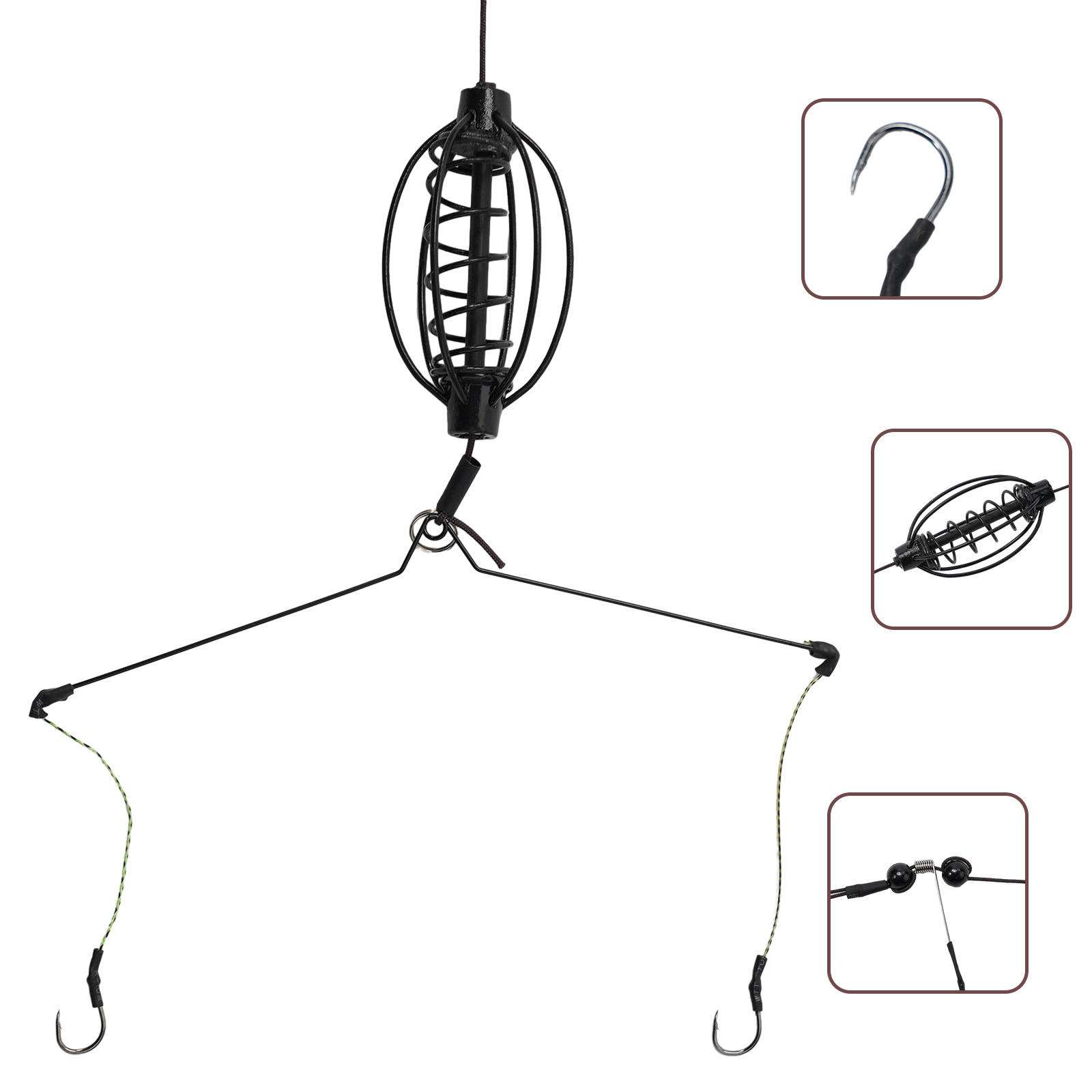Fishing Hook Remover - 1x أداة تغذية أسماك الشبوط، قفص