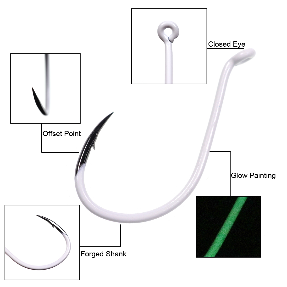 25 قطعة/صندوق مضيئة المستوردة  - مراجعة Fishing Hook Offset وسعره